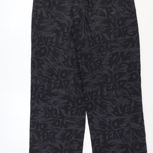 No Fear Womens Black Geometric Cotton Straight Jeans Size 10 Regular Zip