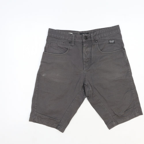 JACK & JONES Mens Grey Cotton Biker Shorts Size S Regular Zip