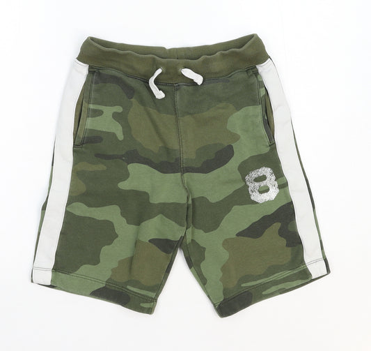 Gap Boys Green Camouflage Cotton Sweat Shorts Size L Regular Drawstring
