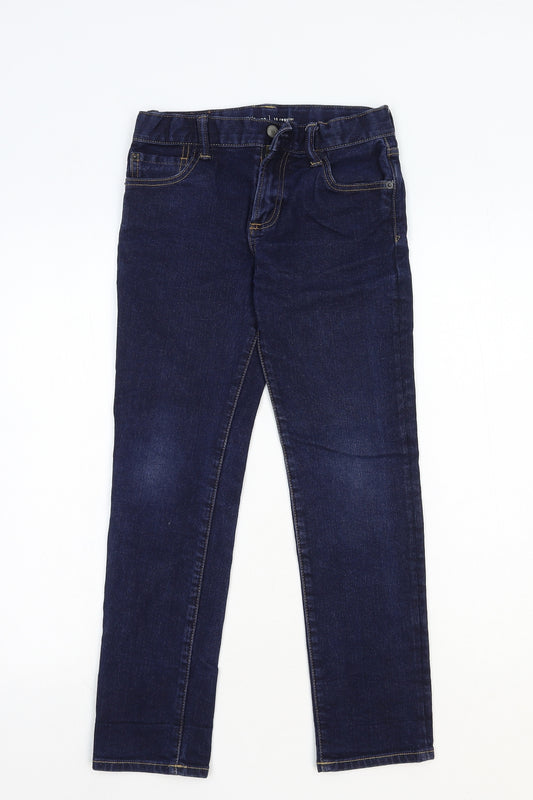 Gap Girls Blue Cotton Straight Jeans Size 10 Years Regular Zip
