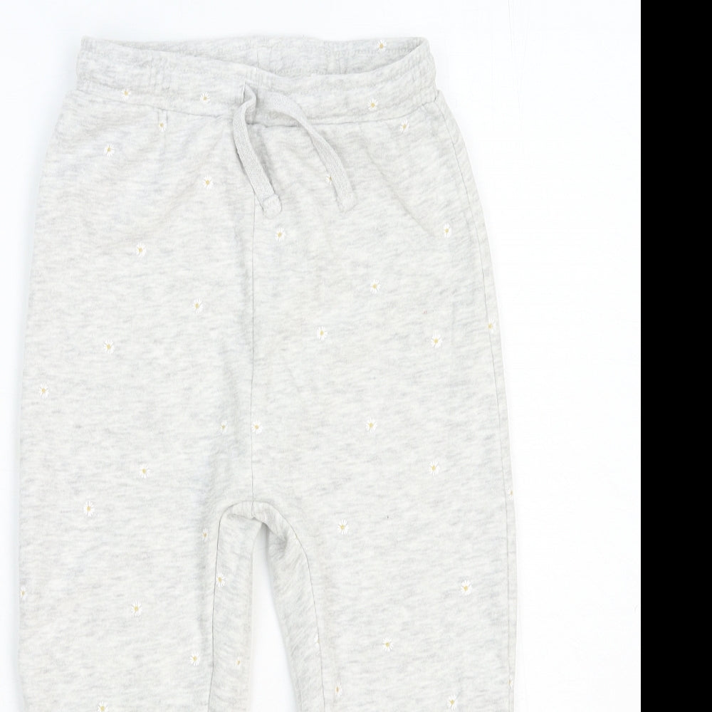 George Girls Grey Cotton Jogger Trousers Size 5-6 Years Regular Pullover