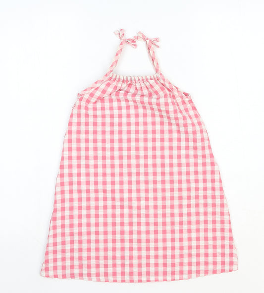 Nutmeg Girls Pink Gingham Cotton Shift Size 5-6 Years Square Neck Pullover