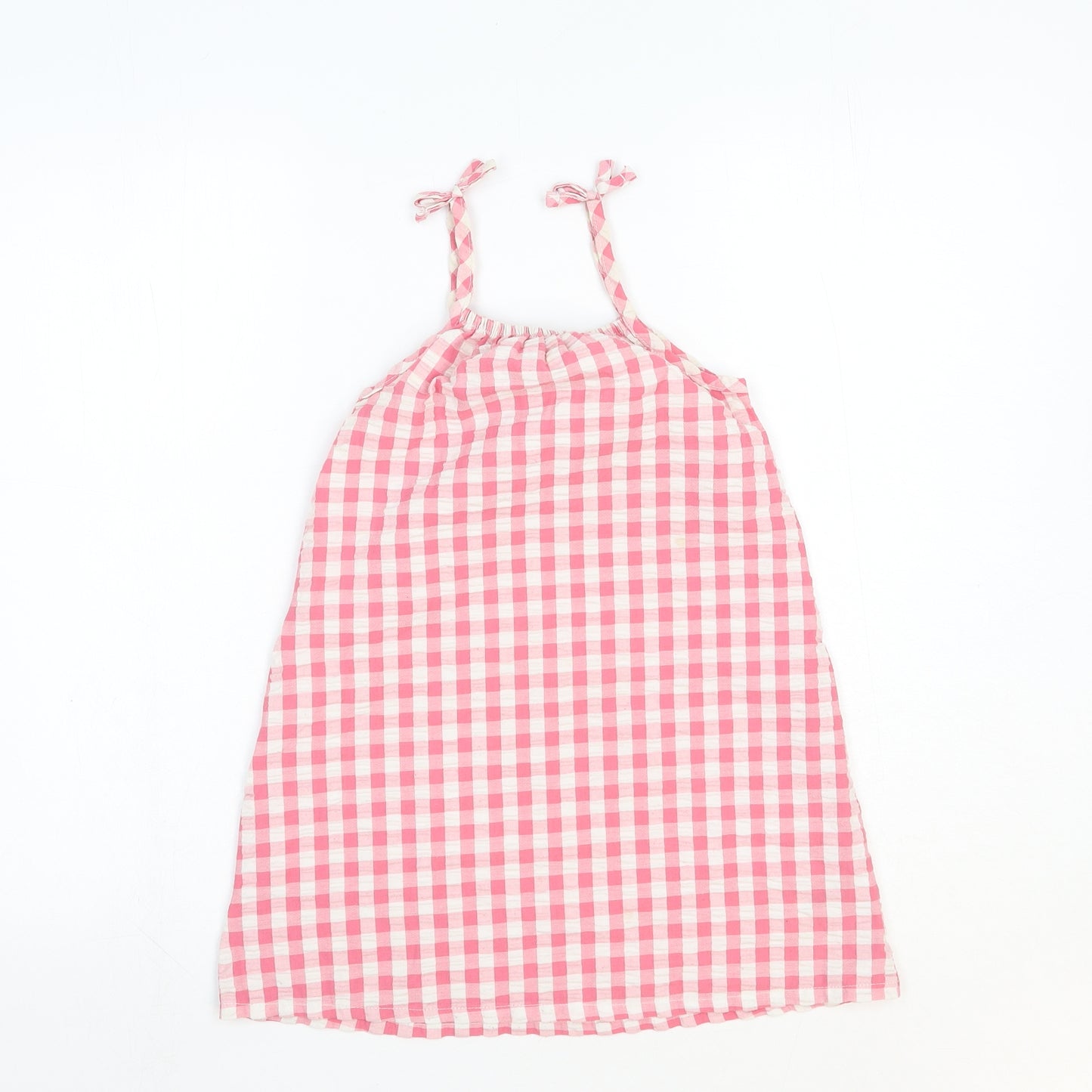 Nutmeg Girls Pink Gingham Cotton Shift Size 5-6 Years Square Neck Pullover