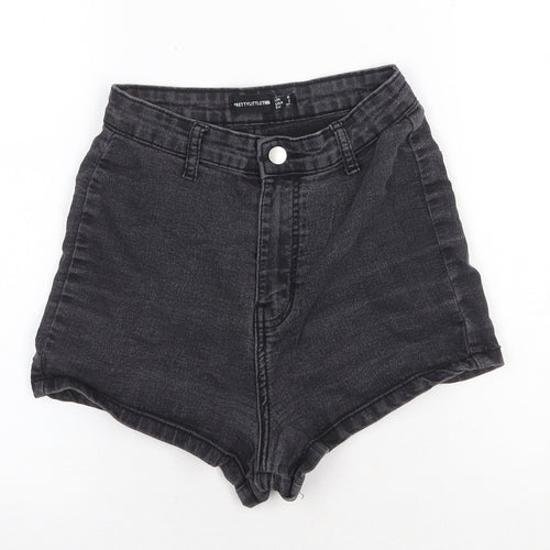 PRETTYLITTLETHING Womens Grey Cotton Hot Pants Shorts Size 6 Regular Zip