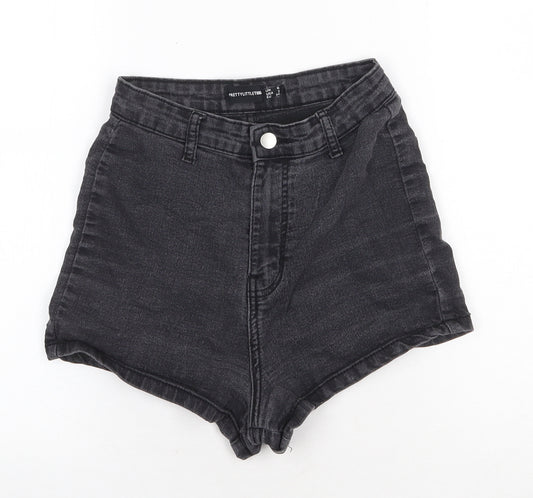 PRETTYLITTLETHING Womens Grey Cotton Hot Pants Shorts Size 6 Regular Zip