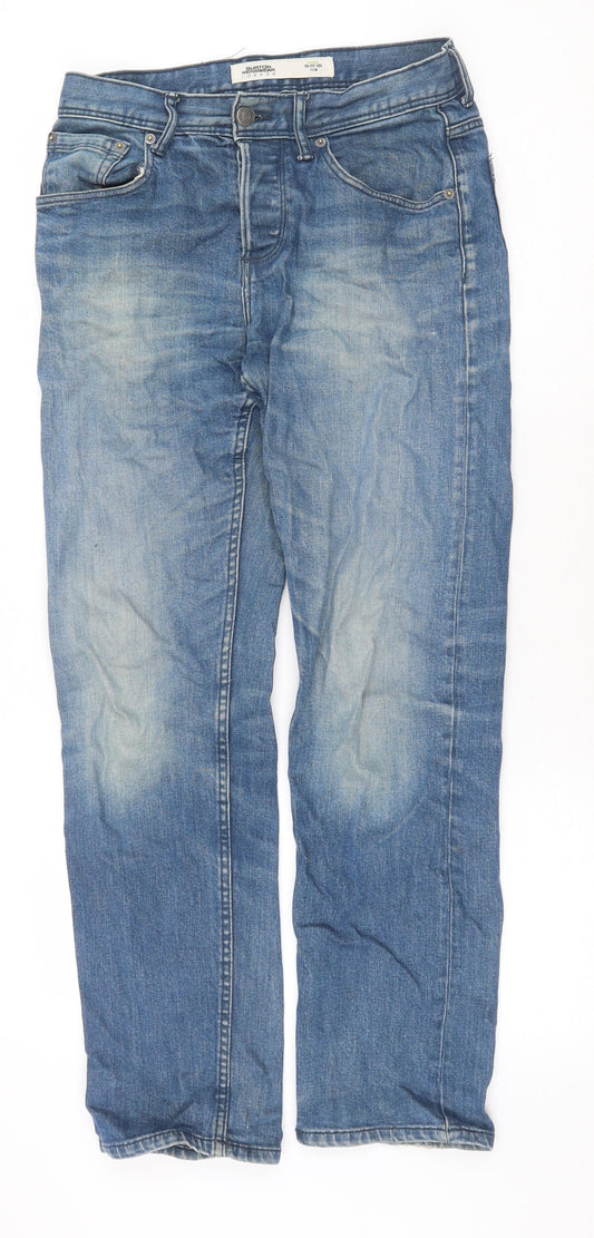 Burton Mens Blue Cotton Straight Jeans Size 28 in Regular Zip