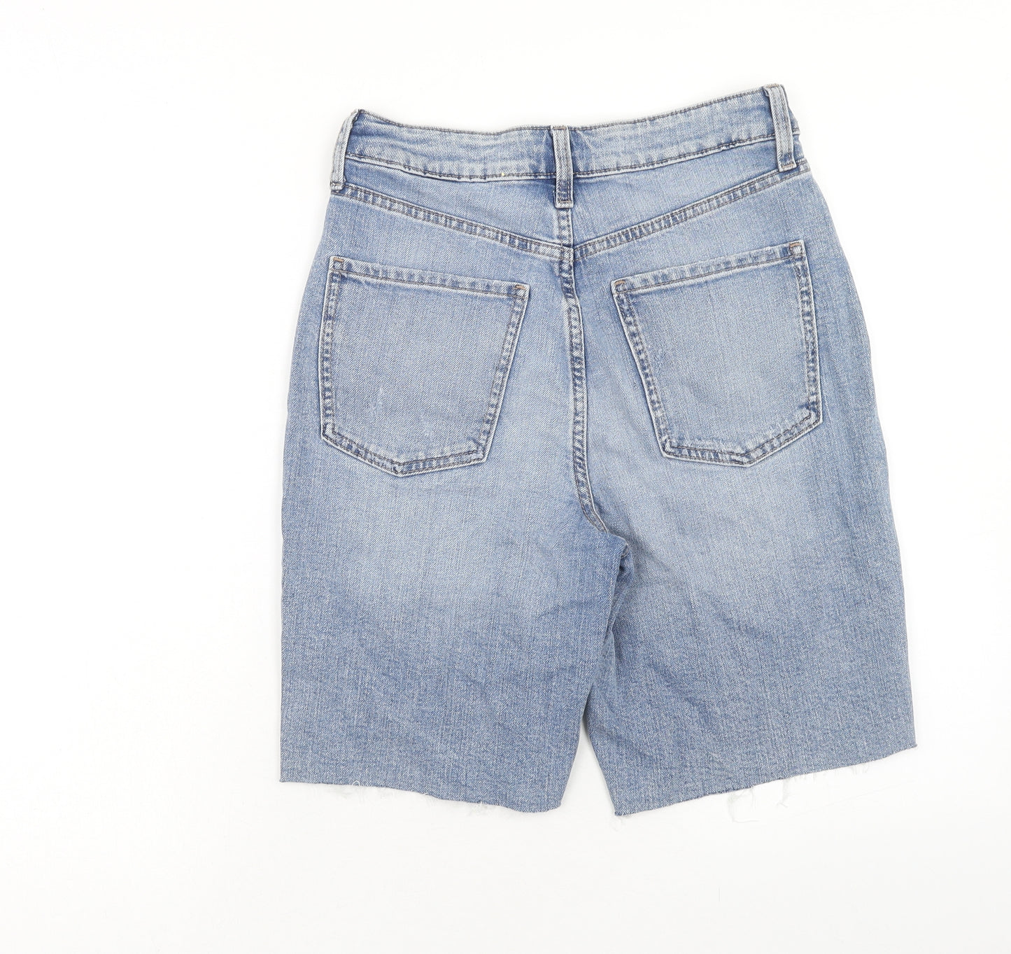 Marks and Spencer Womens Blue Cotton Bermuda Shorts Size 6 Regular Zip