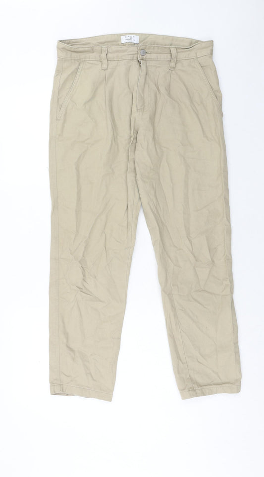 Matalan Mens Beige Cotton Tapered Jeans Size 32 in Regular Zip