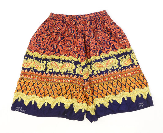 Preworn Womens Multicoloured Geometric Polyester Sailor Shorts Size 28 in Regular Pull On