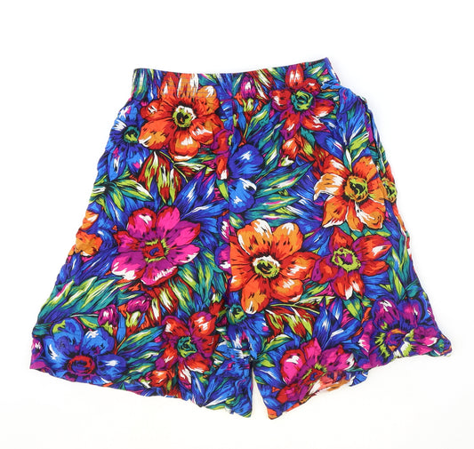 Preworn Womens Multicoloured Floral Viscose Bermuda Shorts Size 27 in Regular Zip