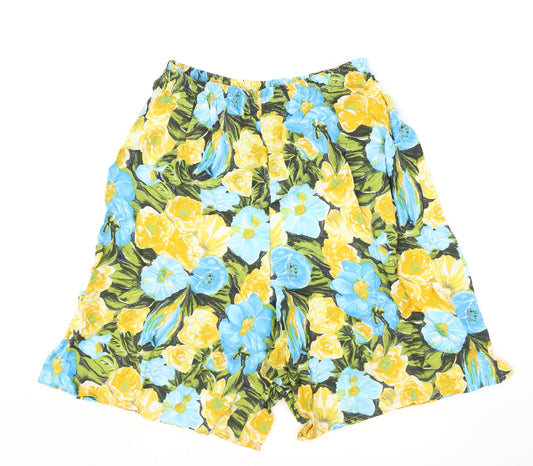 Preworn Womens Multicoloured Floral Polyester Culotte Shorts Size L Regular Pull On