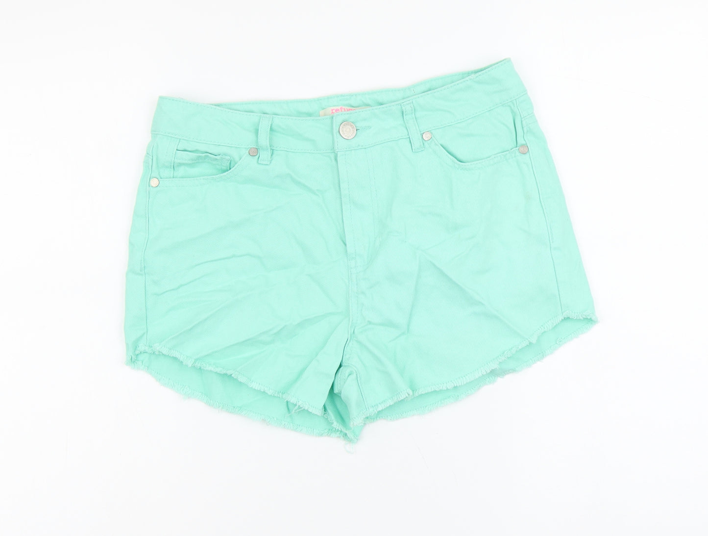 Refuge Womens Green Cotton Cut-Off Shorts Size 8 L3 in Regular Button