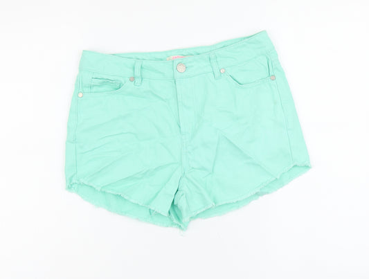 Refuge Womens Green Cotton Cut-Off Shorts Size 8 L3 in Regular Button