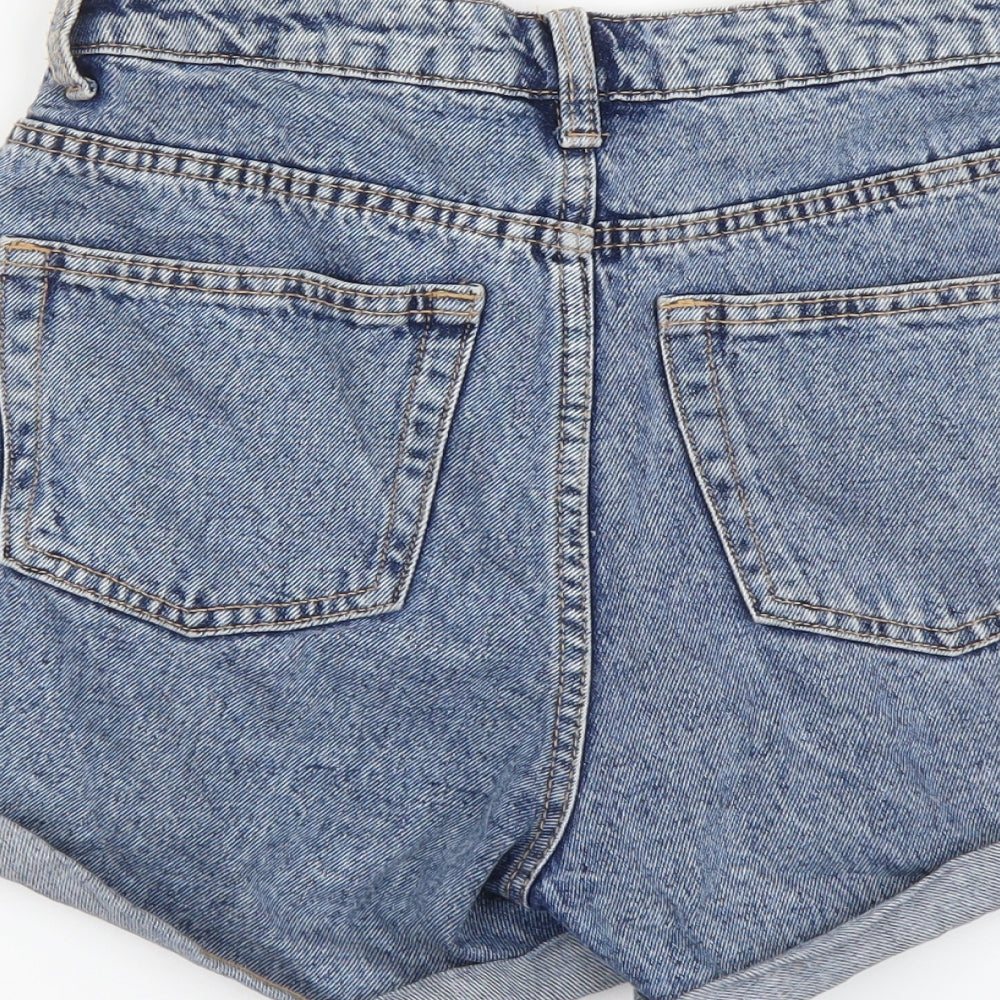 Denim & Co. Womens Blue Cotton Boyfriend Shorts Size 6 L3 in Regular Button