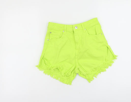 Denim & Co. Womens Green Cotton Cut-Off Shorts Size 6 L3 in Regular Button