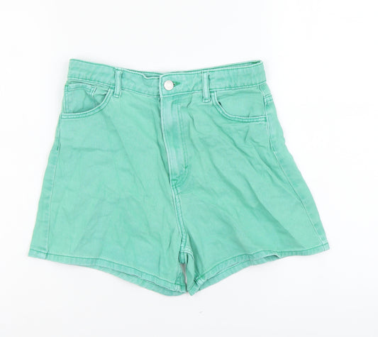 H&M Girls Green Cotton Mom Shorts Size 14 Years Regular Zip