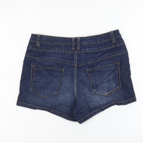 YesYes Womens Blue Cotton Hot Pants Shorts Size 12 L3 in Regular Button