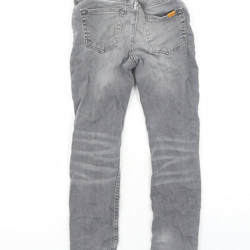 H&M Boys Grey Cotton Straight Jeans Size 7-8 Years Regular Zip