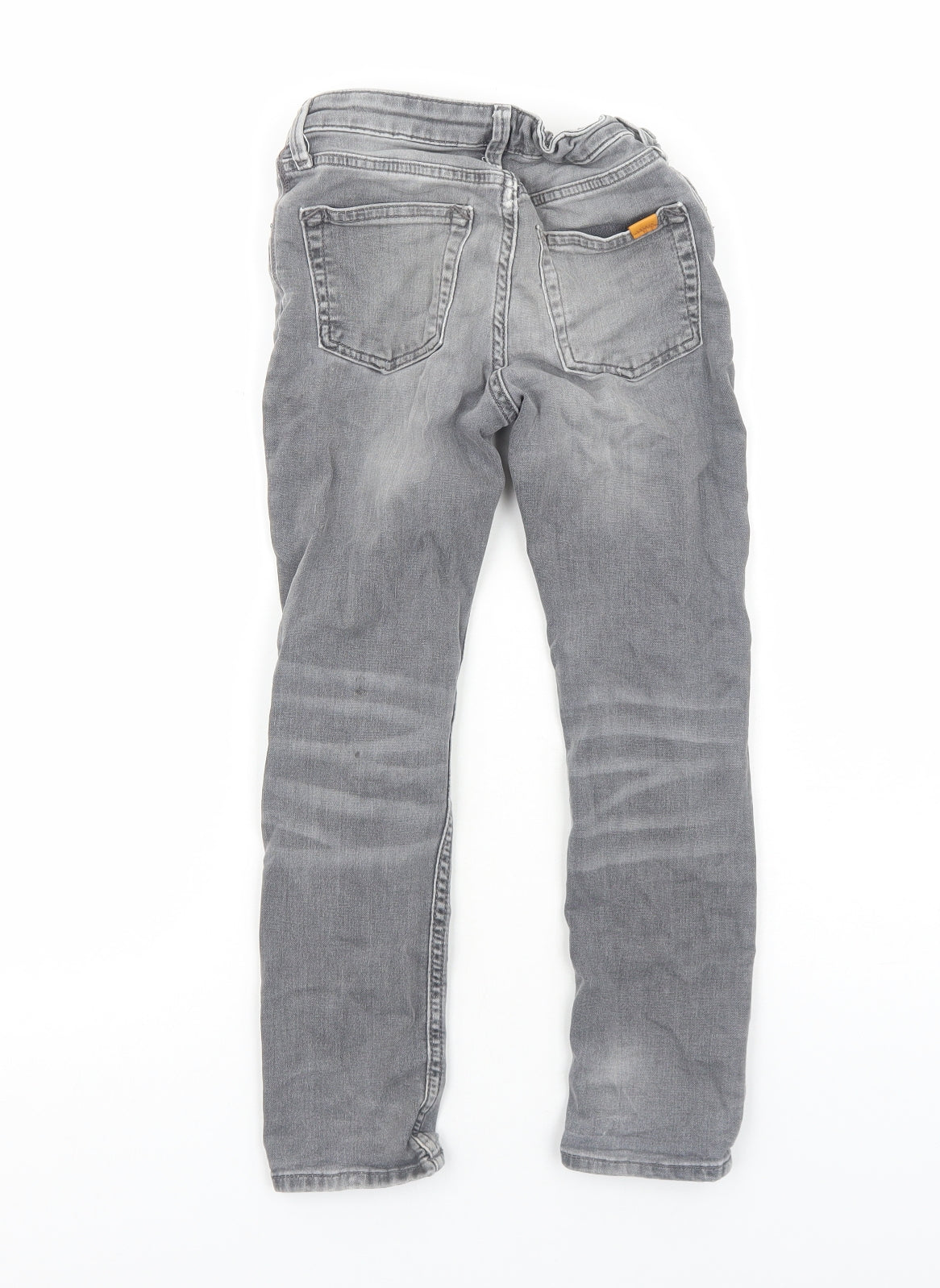 H&M Boys Grey Cotton Straight Jeans Size 7-8 Years Regular Zip