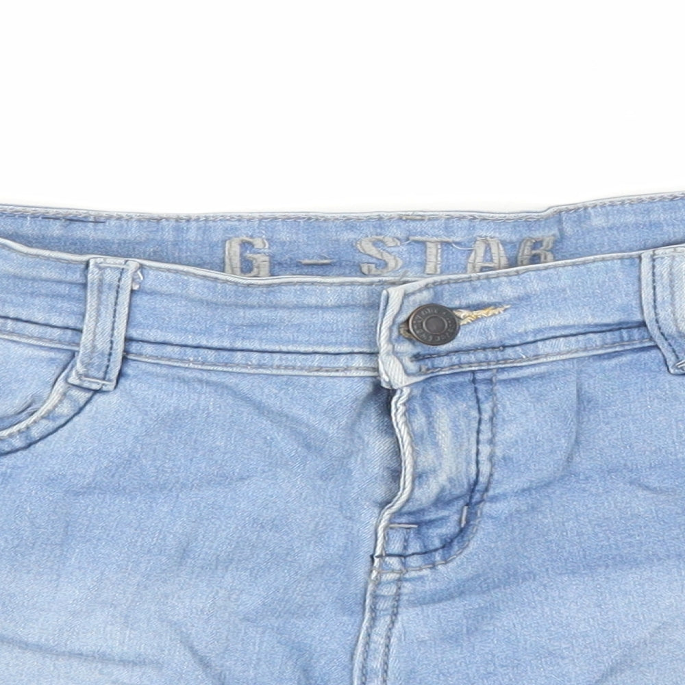 G-Star Womens Blue Cotton Boyfriend Shorts Size 12 Regular Zip