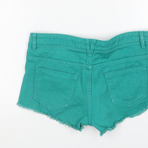 Denim & Co. Womens Green Cotton Cut-Off Shorts Size 6 Regular Zip