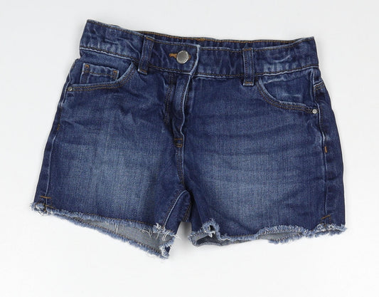 NEXT Girls Blue Cotton Hot Pants Shorts Size 9 Years Regular Zip