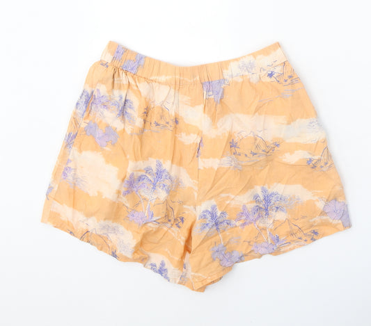 ASOS Womens Orange Geometric 100% Cotton Bermuda Shorts Size 10 Regular Pull On