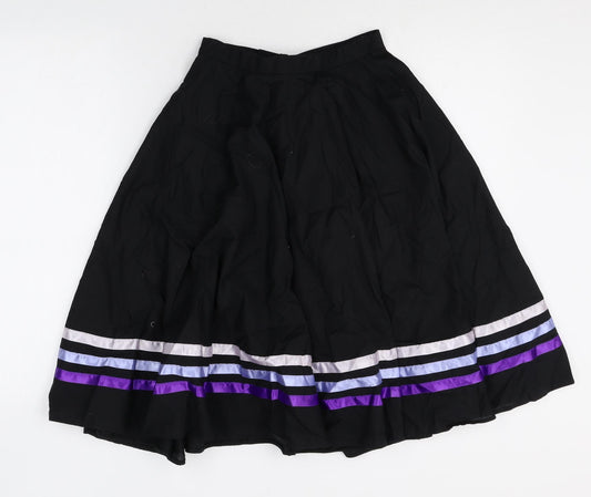 Plume Girls Black Striped Cotton Swing Skirt Size 2-3 Years Regular Hook & Loop
