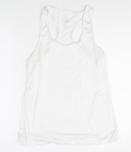 Preworn Womens White Polyester Basic Tank Size L Scoop Neck Pullover - Racerback