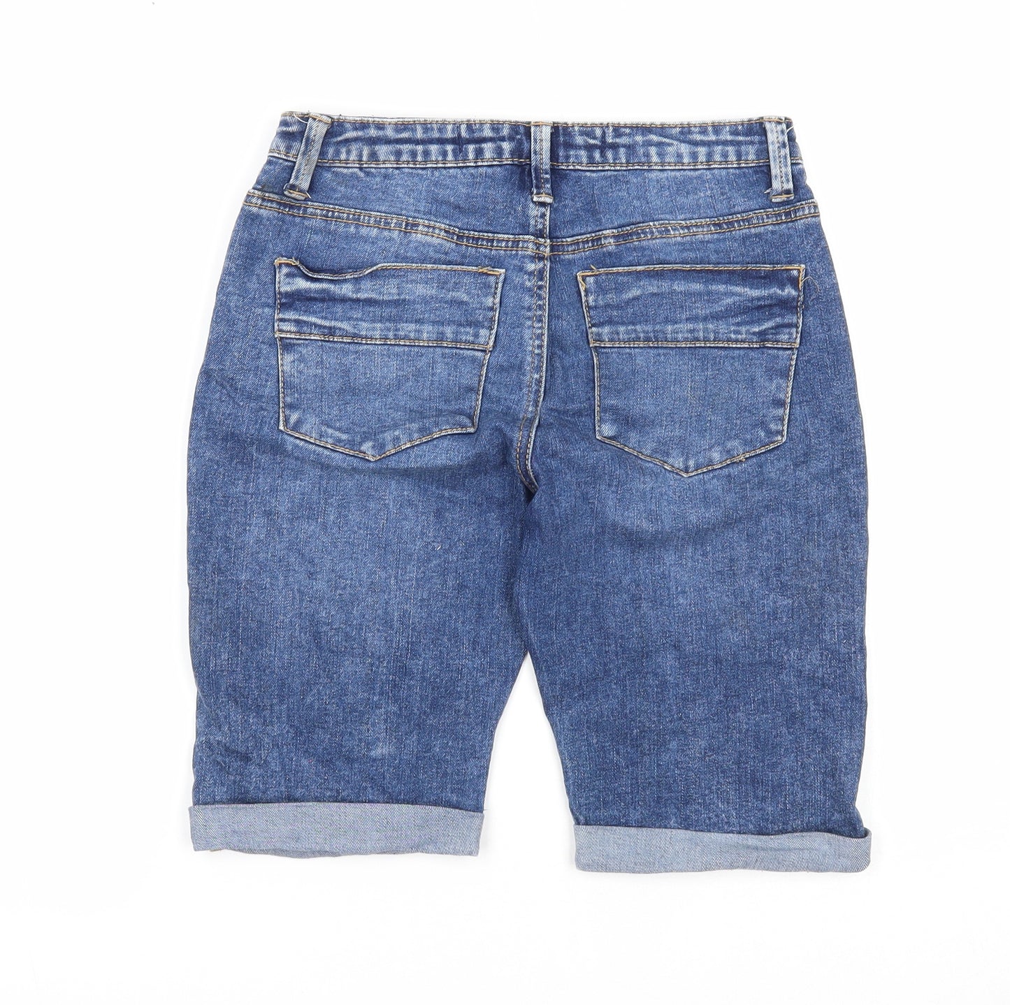 Denim & Co. Womens Blue Cotton Skimmer Shorts Size 4 Regular Zip