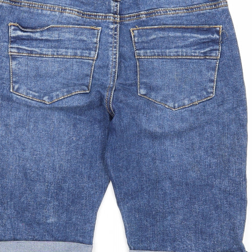 Denim & Co. Womens Blue Cotton Skimmer Shorts Size 4 Regular Zip