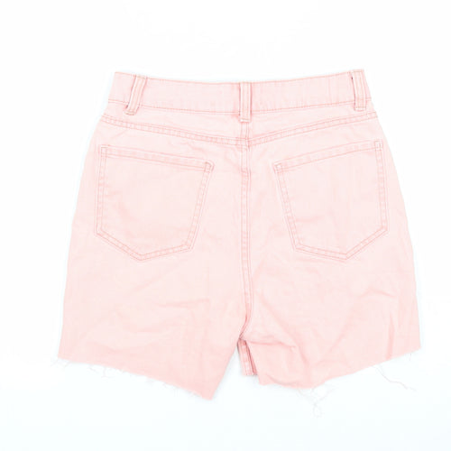 Primark Womens Pink Cotton Culotte Shorts Size 6 Regular Zip