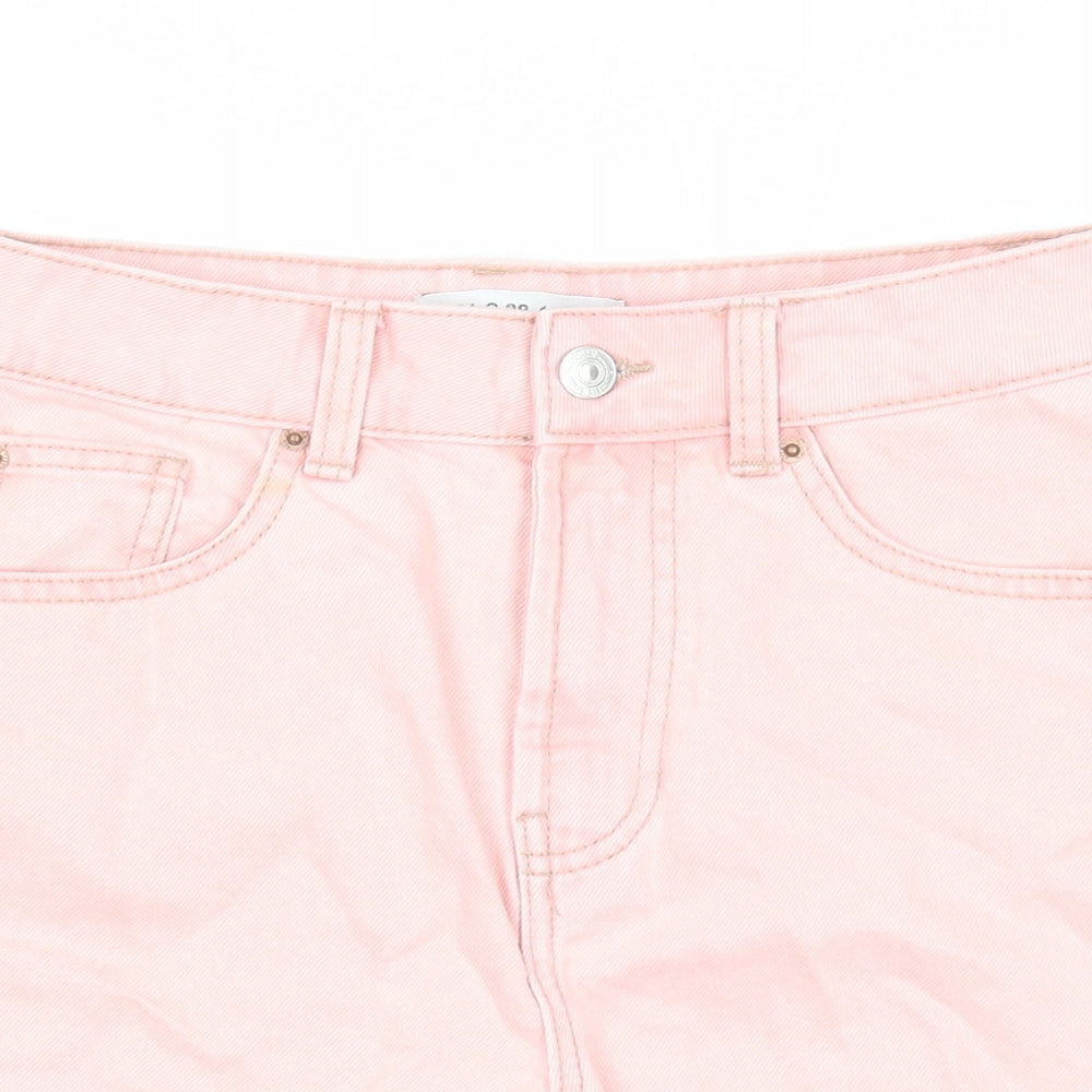 Primark Womens Pink Cotton Culotte Shorts Size 6 Regular Zip