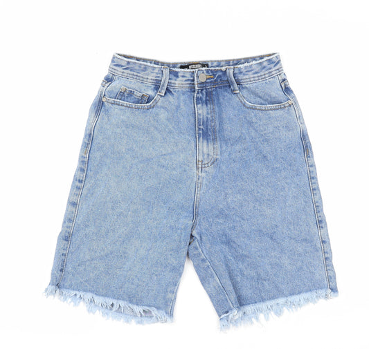 Missguided Womens Blue Cotton Bermuda Shorts Size 8 Regular Zip