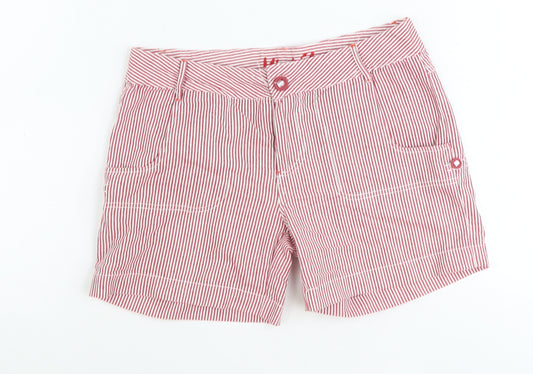 Denim & Co. Womens Red Striped Cotton Mom Shorts Size 10 Regular Zip