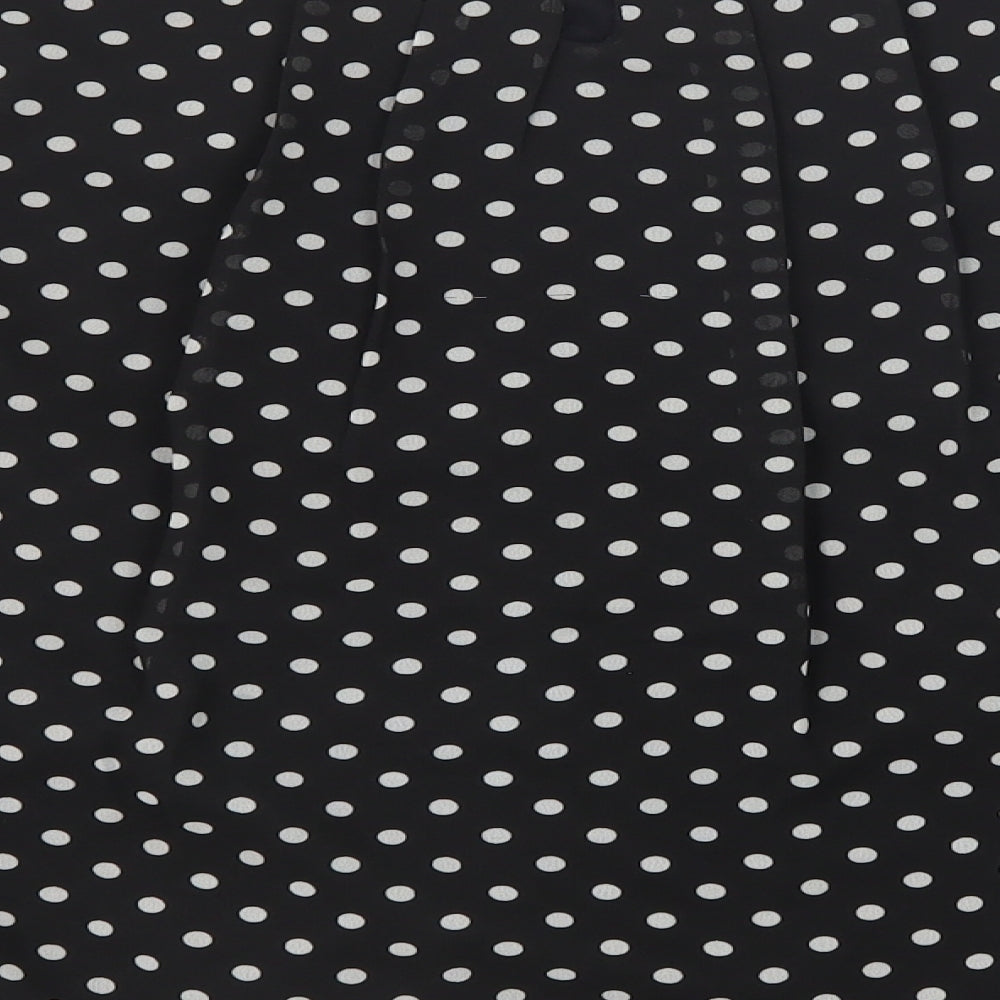 Fever Womens Black Polka Dot Polyester Basic Blouse Size 14 Round Neck