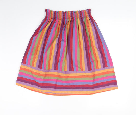 Christin Michaels Girls Multicoloured Striped Cotton Swing Skirt Size 11 Years Regular Pull On