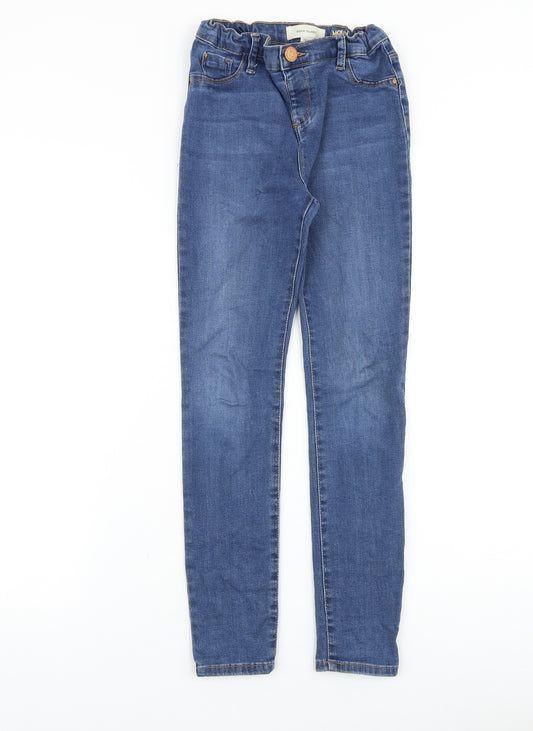 River Island Girls Blue Cotton Skinny Jeans Size 10 Years Slim Zip
