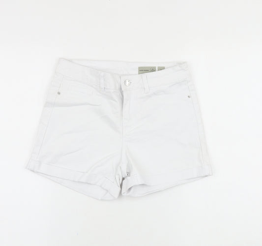 VERO MODA Womens White Cotton Hot Pants Shorts Size M Regular Zip