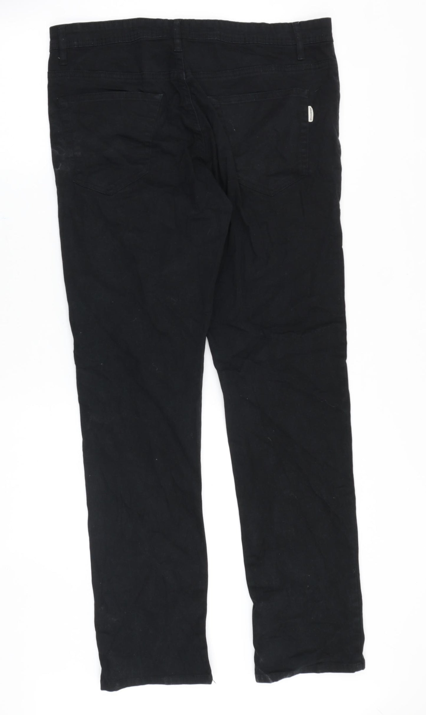 Cambridge Mens Black Cotton Straight Jeans Size 34 in Slim Zip