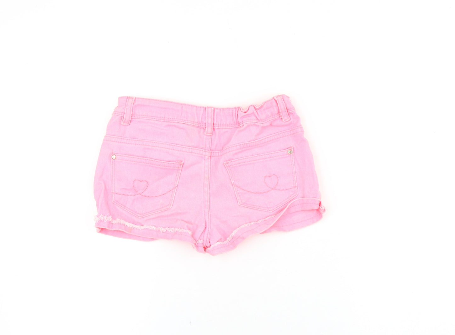 Denim & Co. Girls Pink Cotton Hot Pants Shorts Size 9-10 Years Regular Zip