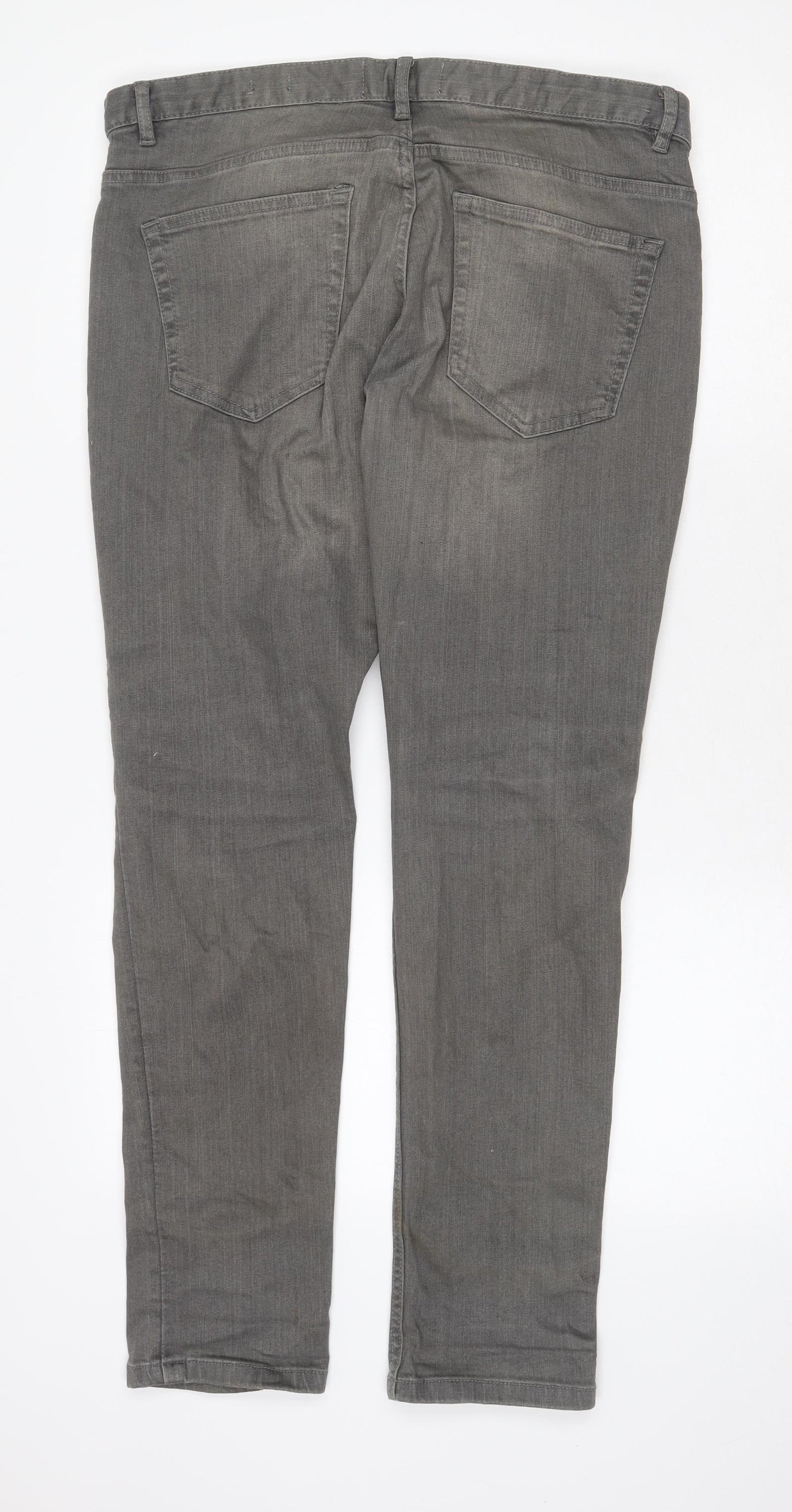 ACW85 Mens Grey Cotton Skinny Jeans Size 34 in Regular Zip