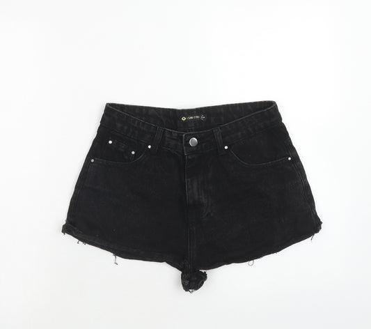 I SAW IT FIRST Womens Black Cotton Hot Pants Shorts Size 8 Regular Zip