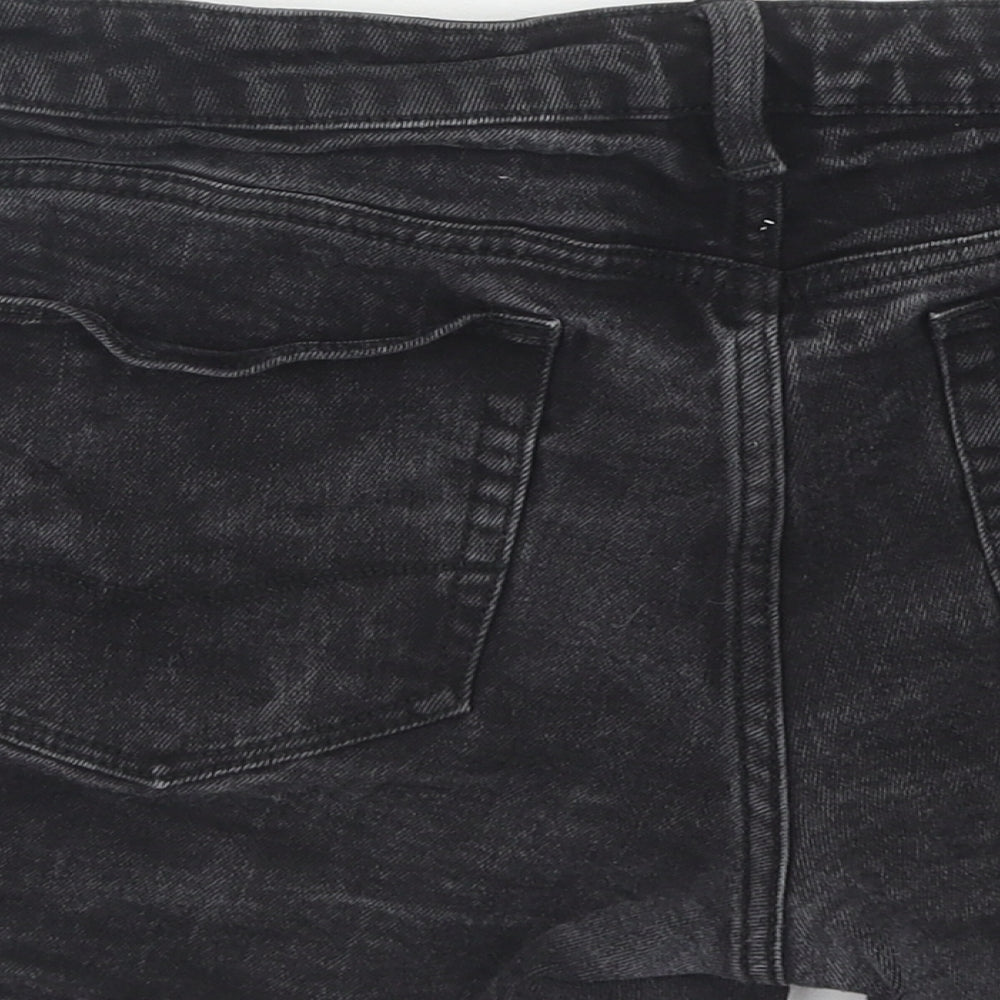 ASOS Womens Black Cotton Boyfriend Shorts Size 32 in Regular Zip