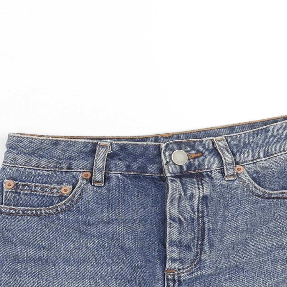 ASOS Womens Blue Cotton Cut-Off Shorts Size 6 Regular Zip