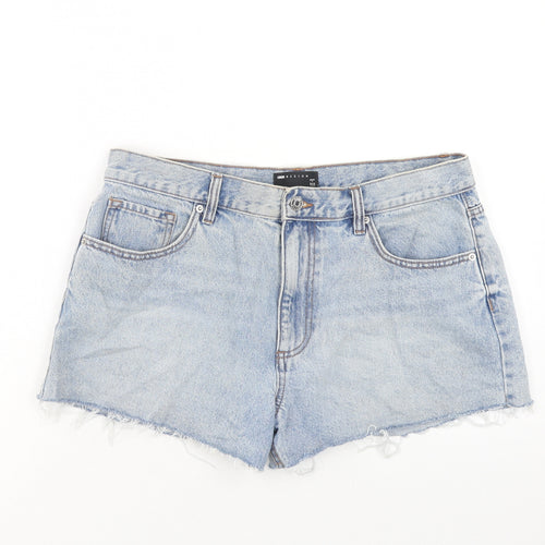ASOS Womens Blue Cotton Cut-Off Shorts Size 12 Regular Zip