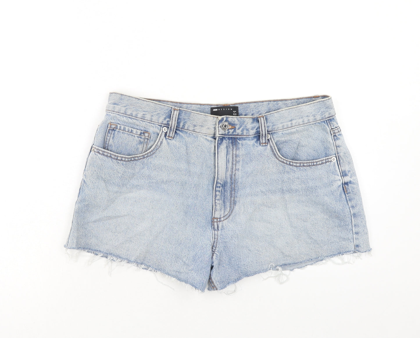 ASOS Womens Blue Cotton Cut-Off Shorts Size 12 Regular Zip