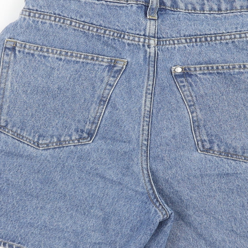 H&M Womens Blue Cotton Mom Shorts Size 6 Regular Zip