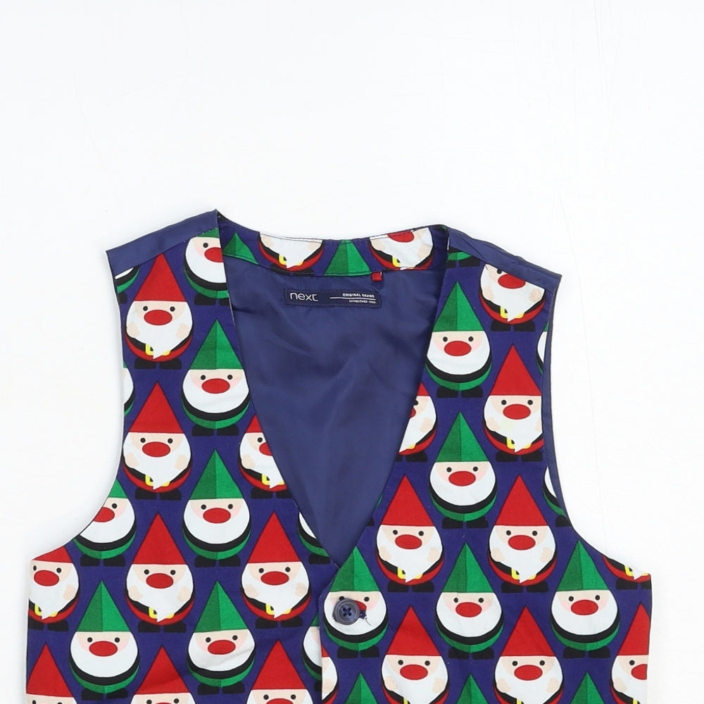 NEXT Boys Multicoloured Geometric Jacket Waistcoat Size 8 Years Button - Santa Christmas