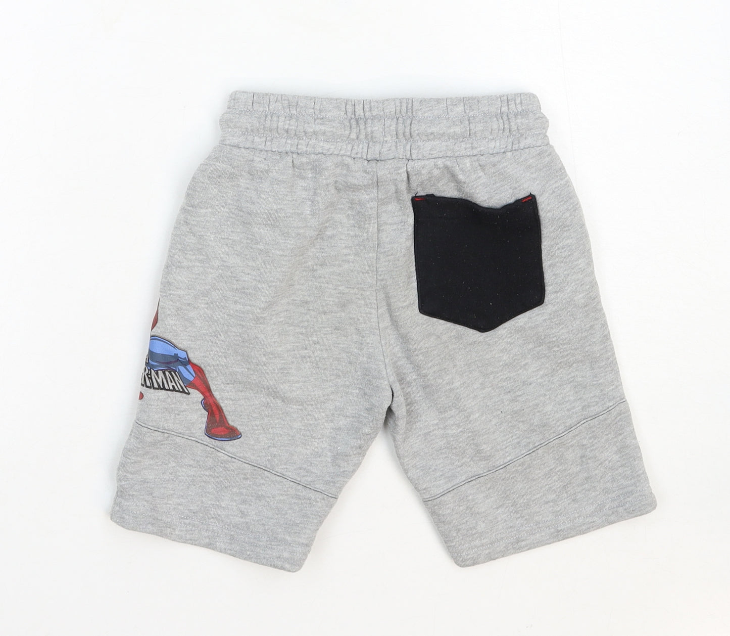 Primark Boys Grey Cotton Sweat Shorts Size 5-6 Years Regular Tie - Spider Man